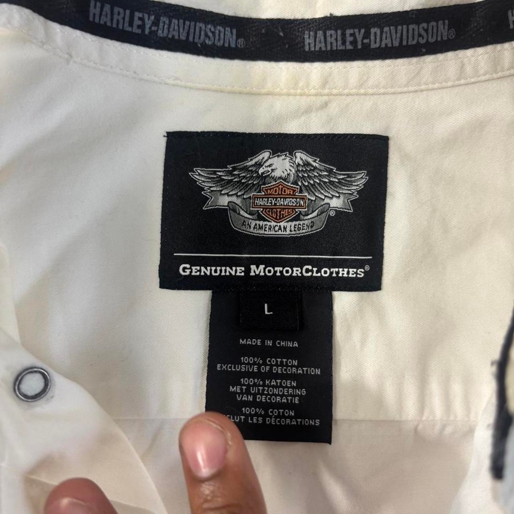 y2k harley davidson white button up logo shirt - Picture 5 of 5